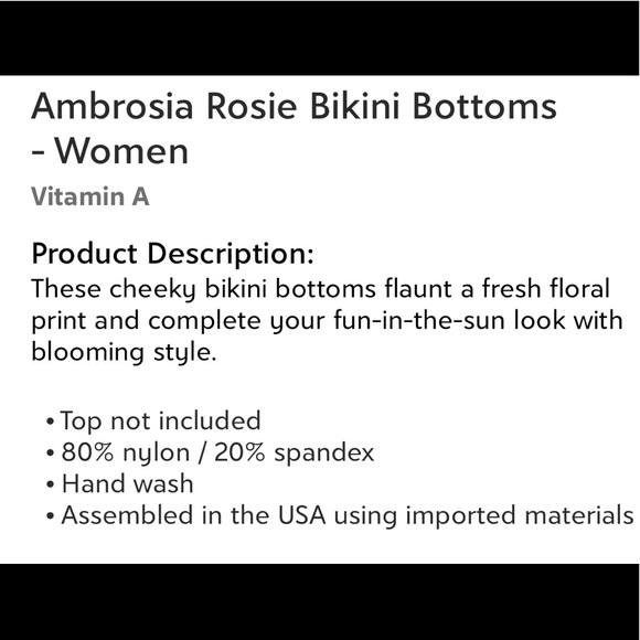 NWT VITAMIN A SWIM BLACK FLORAL AMBROSIA 'ROSIE' CHEEKY BIKINI BOTTOM Size 10/L - Picture 3 of 7